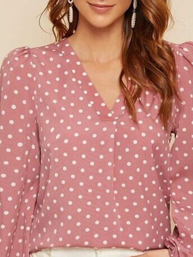 Stylecast X Slyck Polka Dot Printed Puff Sleeve Top