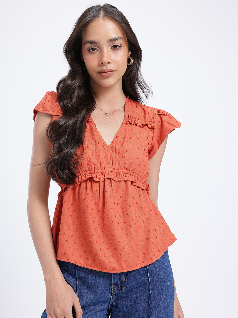glitchez Ruffled Fit & Flare Top
