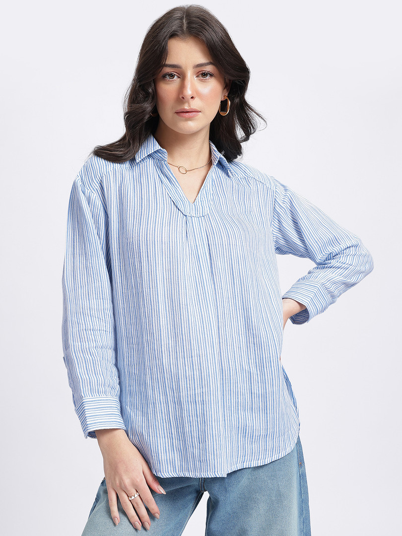 glitchez Striped Longline Top