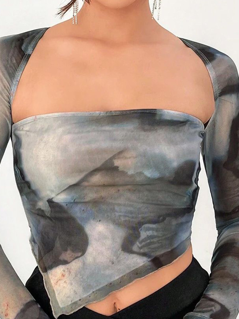 Stylecast X Slyck Abstract Printed Square Neck Top