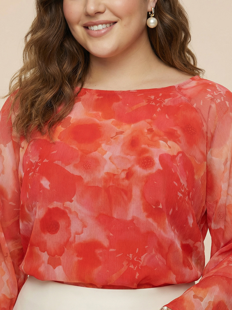 Sztori Floral Printed Ruffled Top