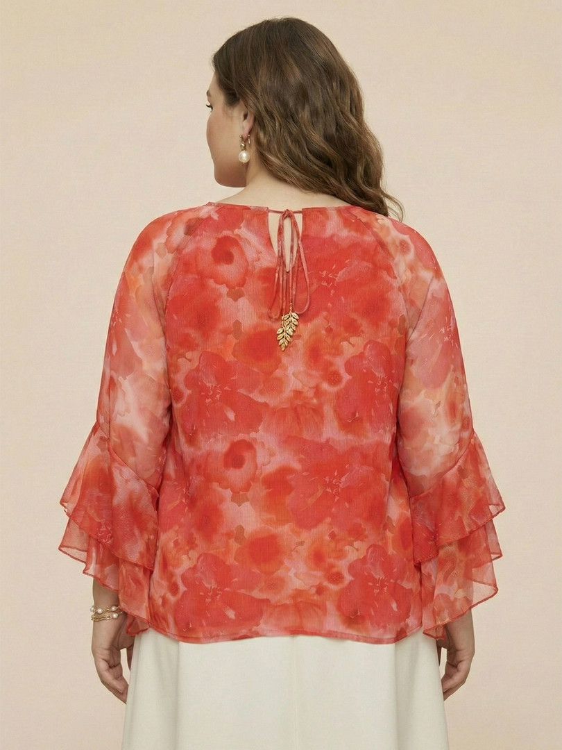 Sztori Floral Printed Ruffled Top
