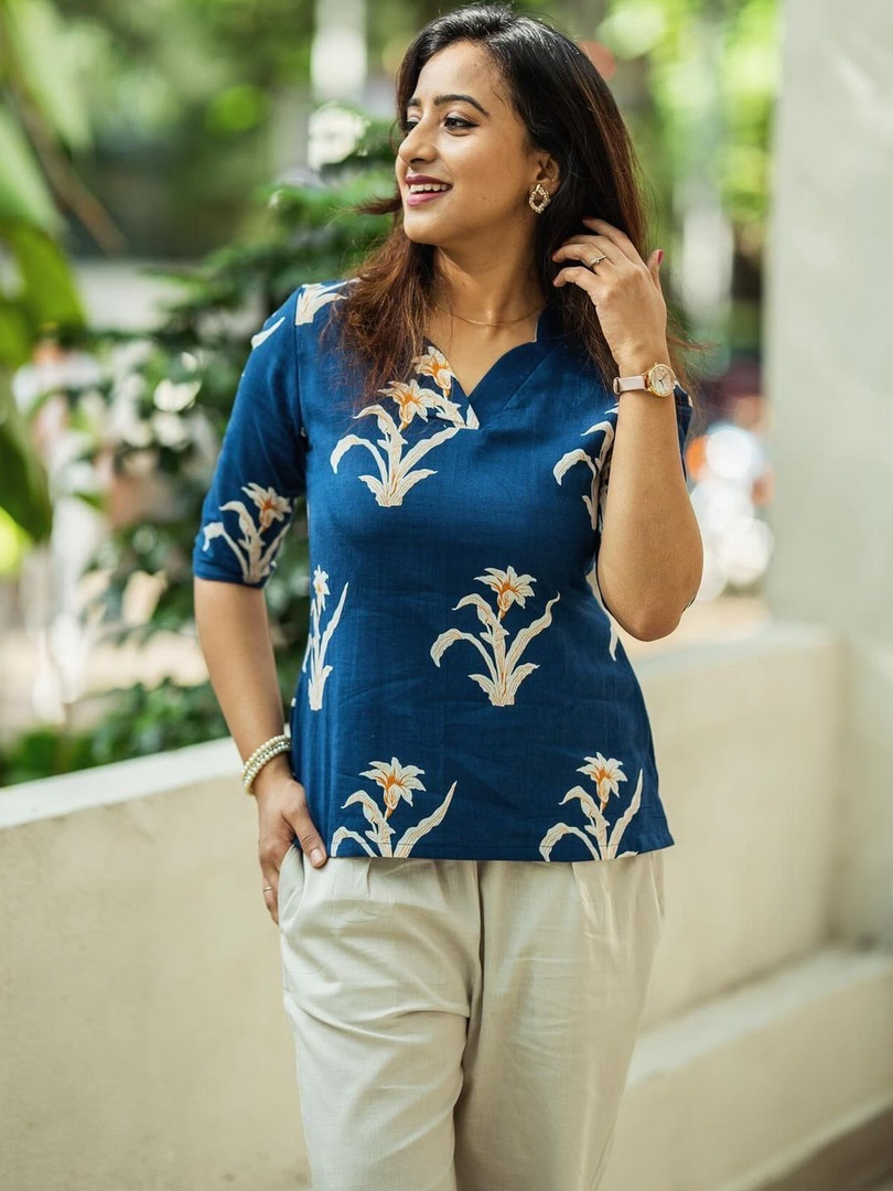 HERE&NOW Print Cotton long Top