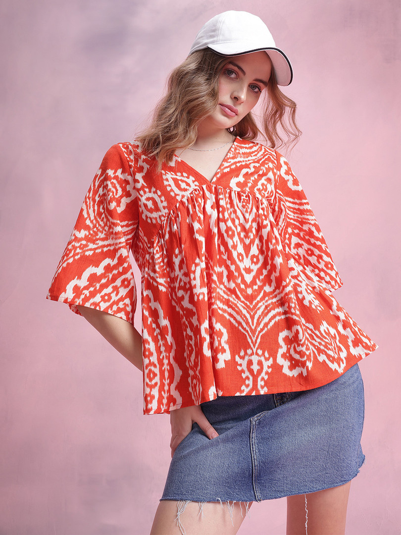 DressBerry Floral Print Empire Pure Cotton Top
