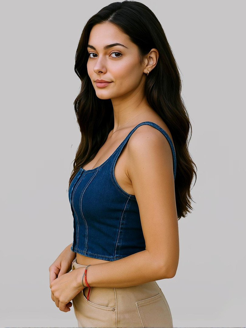 NUEVOSDAMAS Blue Denim Bustier Crop Top