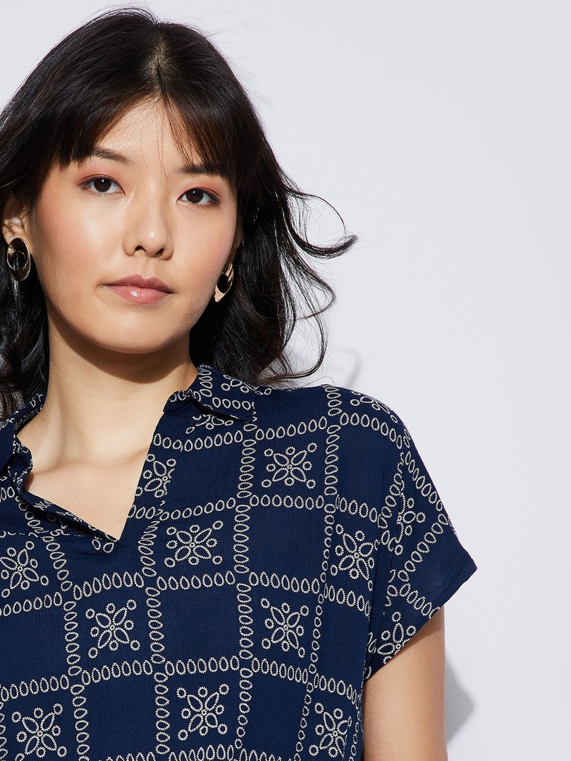 Fame Forever by Lifestyle Mandarin Collar Top