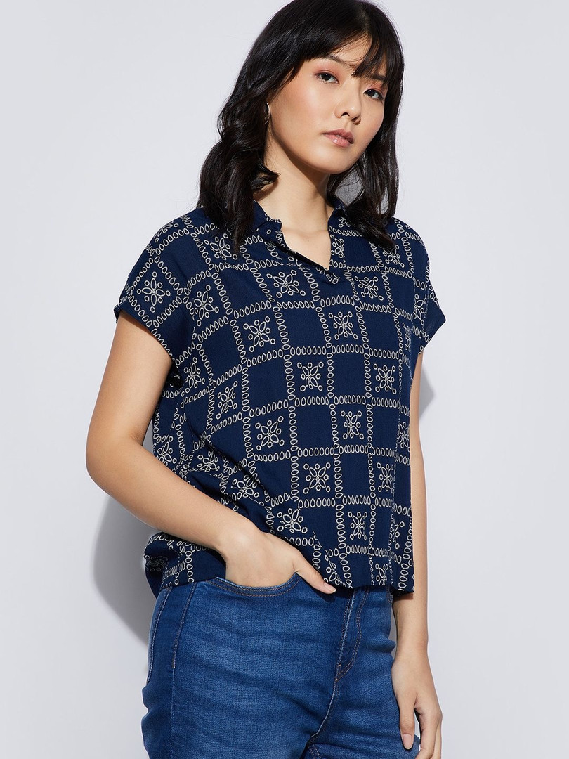 Fame Forever by Lifestyle Mandarin Collar Top