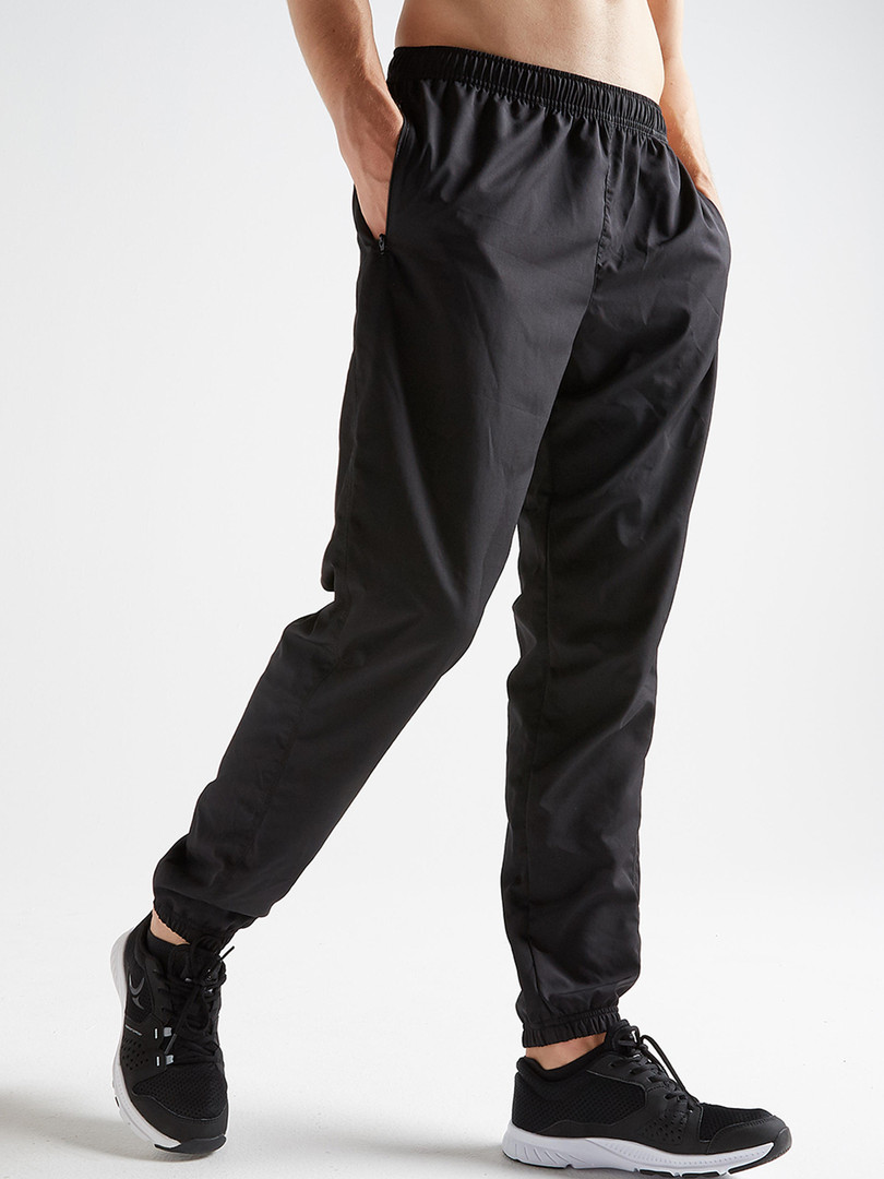 Decathlon DOMYOS - Men Black Fitness Training Dry-Fit Trackpant With Zip Pocket