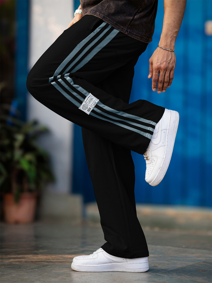 Maniac Men Cotton Relaxed Fit Side Stripes Track Pants