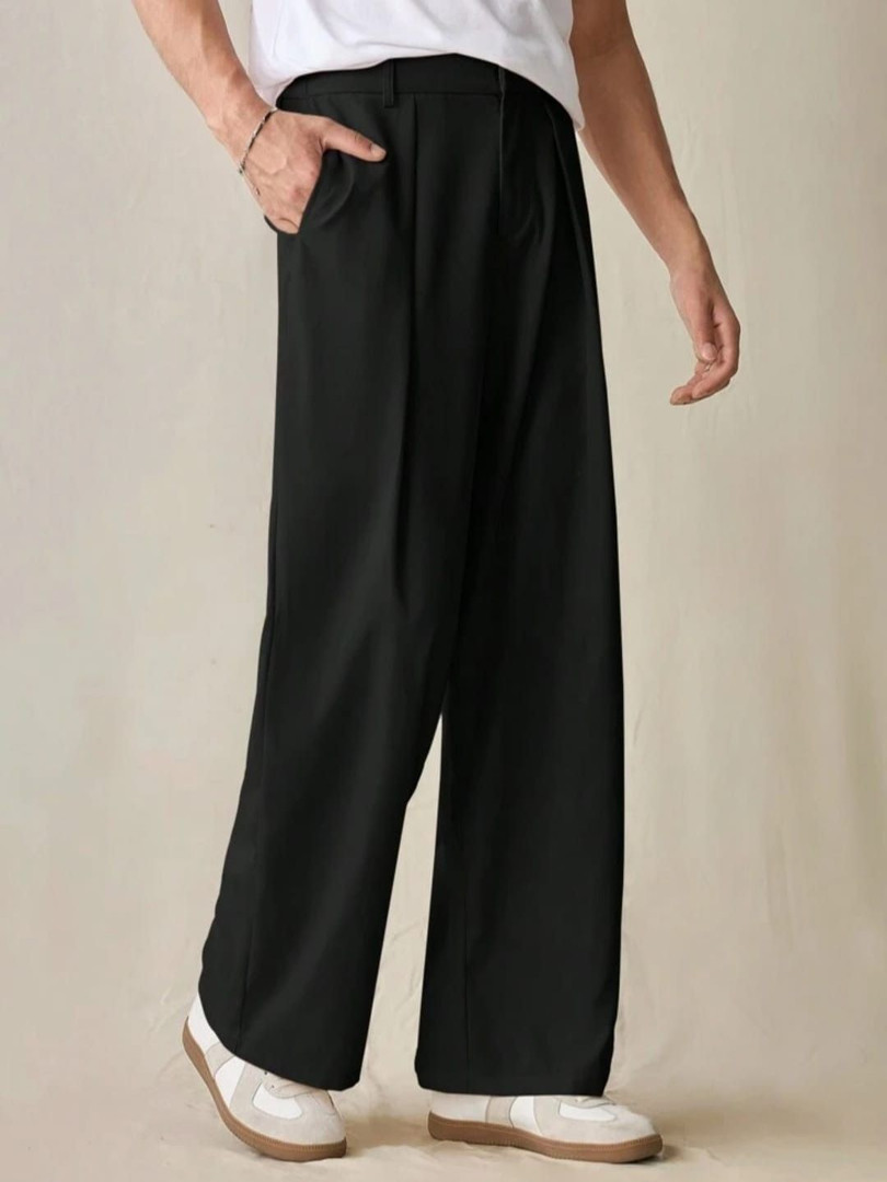trousers BROADSTAR Men Smart Loose Fit Mid-Rise Trousers