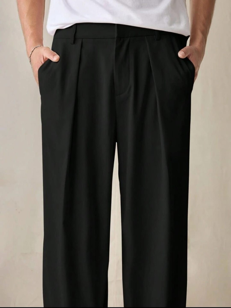 BROADSTAR Men Smart Loose Fit Mid-Rise Trousers