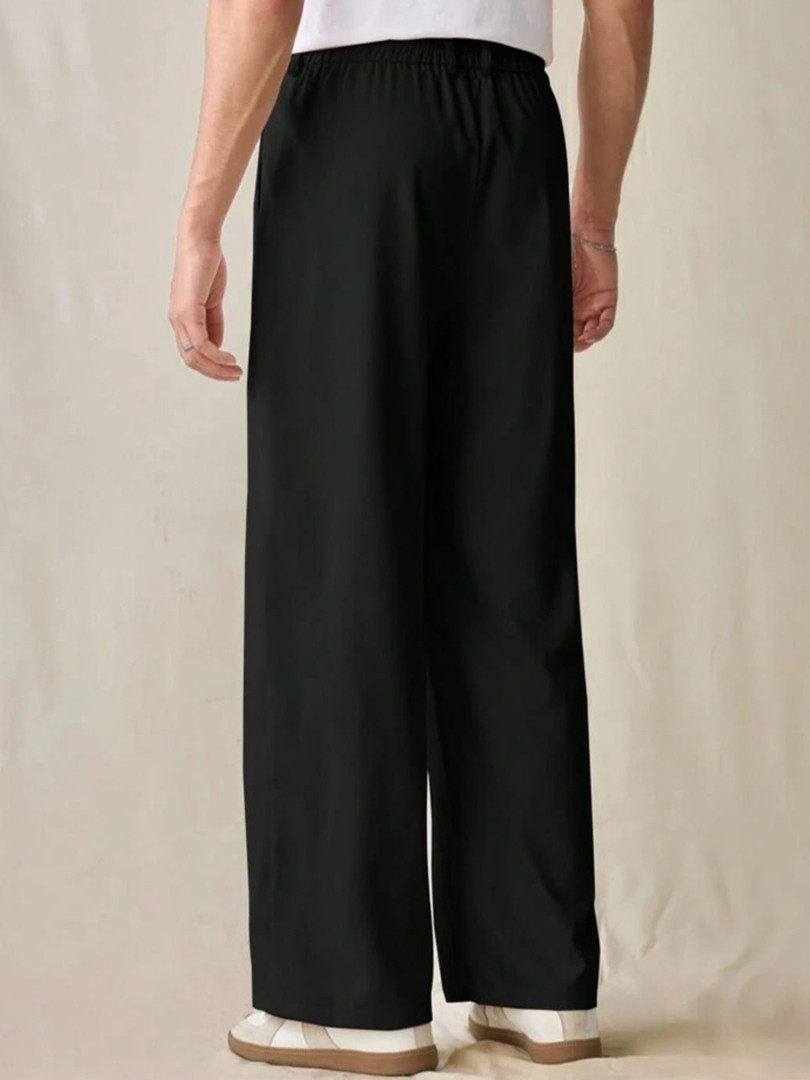 BROADSTAR Men Smart Loose Fit Easy Wash Pleated Korean Pants