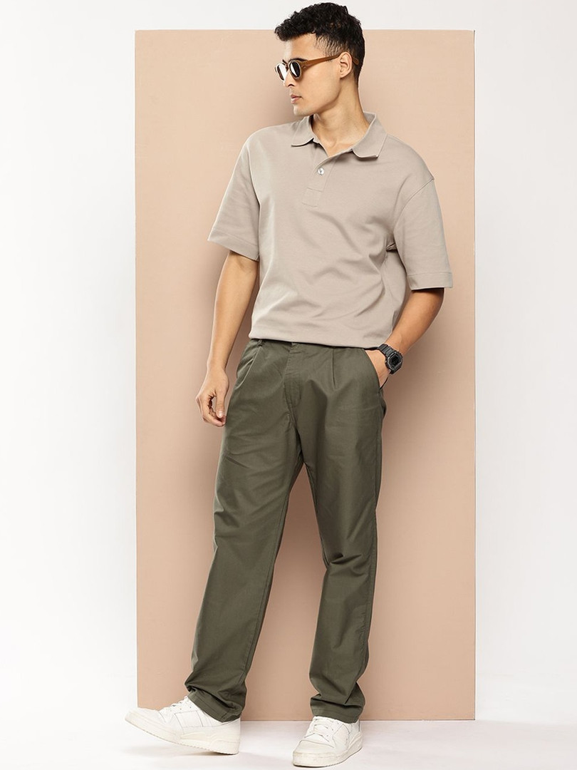 R.Code by The Roadster Life Co. Men Pleated Trousers