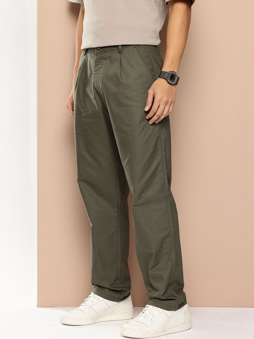 R.Code by The Roadster Life Co. Men Pleated Trousers