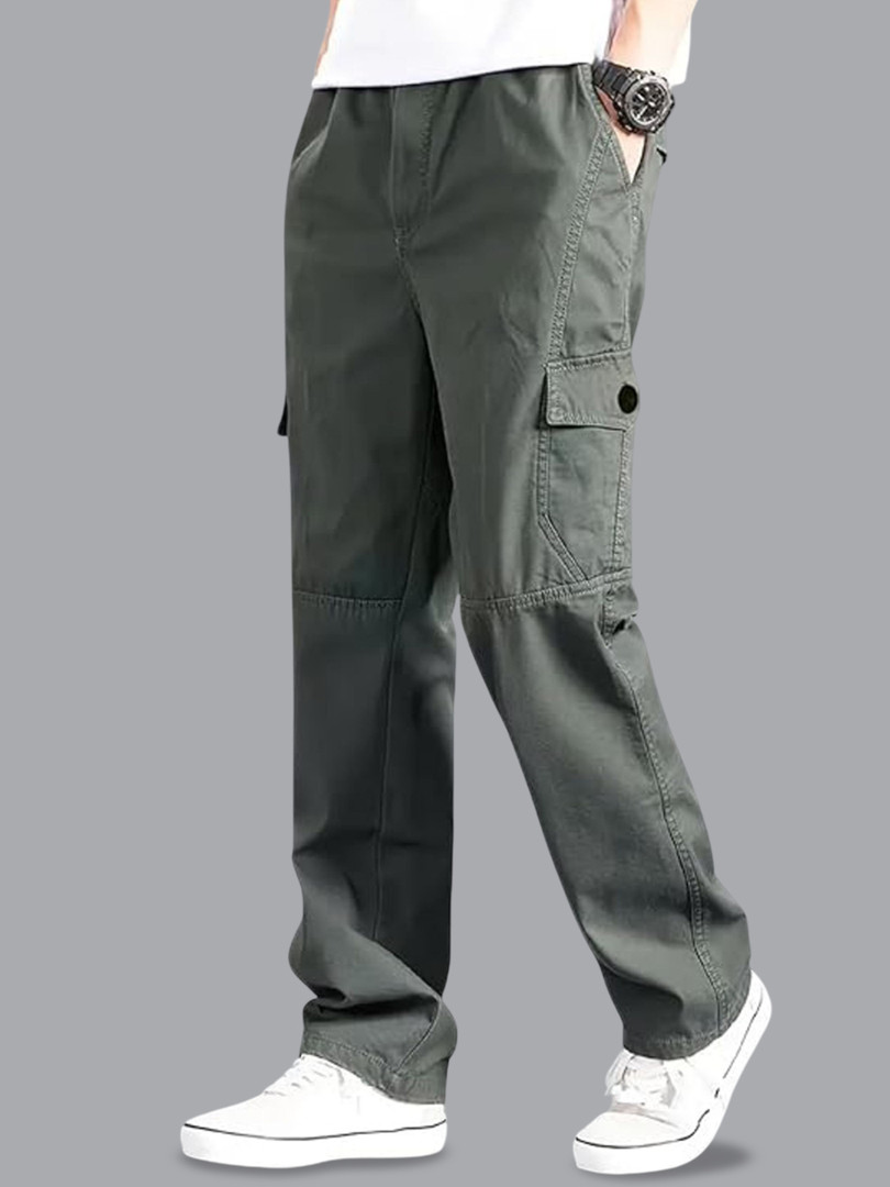 trousers FABRIPPLE Men Mid-Rise Relaxed Fit Cotton Cargos Trousers